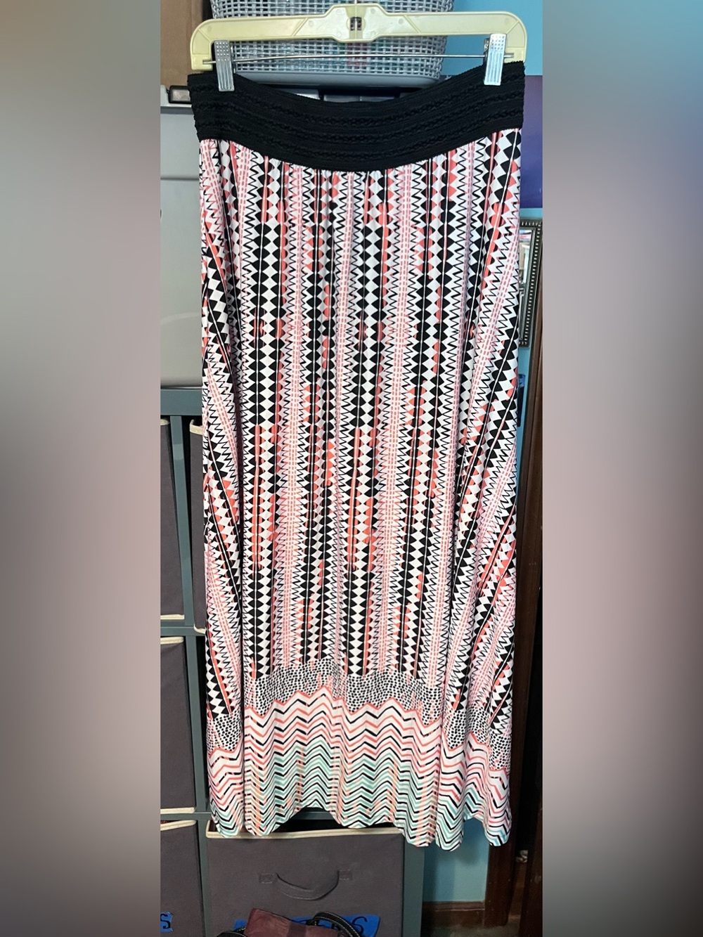 Robert Louis Black Knit Elastic Waistband Maxi Skirt